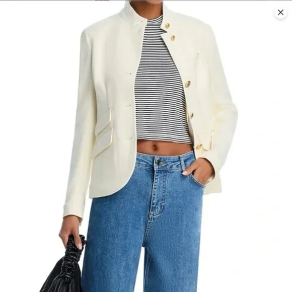 NWT rag & bone Slade Textured Knit Blazer Jacket Off White retro - Picture 5 of 10